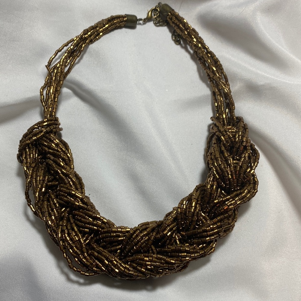 Beautiful bronze beaded statement necklace.